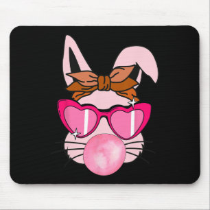Cool Bunny Face Happy Easter Shirts For Women Girl Mouse Pad