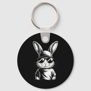 Cool Bunny Face Retro Sungles Easter Day Boys Mens Key Ring