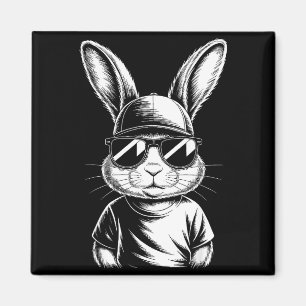 Cool Bunny Face Retro Sungles Easter Day Boys Mens Magnet