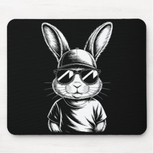 Cool Bunny Face Retro Sungles Easter Day Boys Mens Mouse Pad