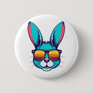 Cool Bunny Face Sunglasses For Easter Rabbit 6 Cm Round Badge