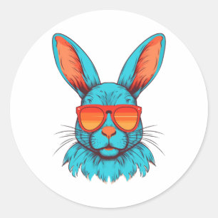 Cool Bunny Face Sunglasses For Easter Rabbit Classic Round Sticker