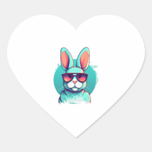 Cool Bunny Face Sunglasses For Easter Rabbit Heart Sticker
