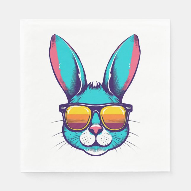 Cool Bunny Face Sunglasses For Easter Rabbit     Napkin (Front)