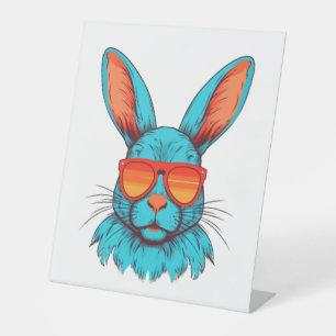 Cool Bunny Face Sunglasses For Easter Rabbit Pedestal Sign