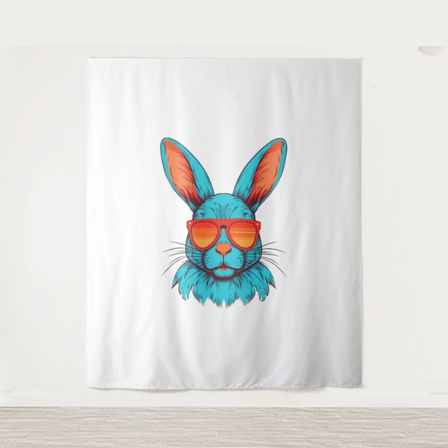 Cool Bunny Face Sunglasses For Easter Rabbit Tapestry (Front)