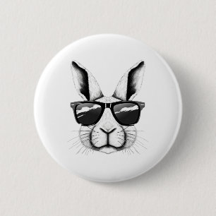 Cool Bunny Face Sungles Funny Easter Bunny Rabbit 6 Cm Round Badge