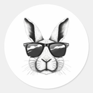 Cool Bunny Face Sungles Funny Easter Bunny Rabbit  Classic Round Sticker