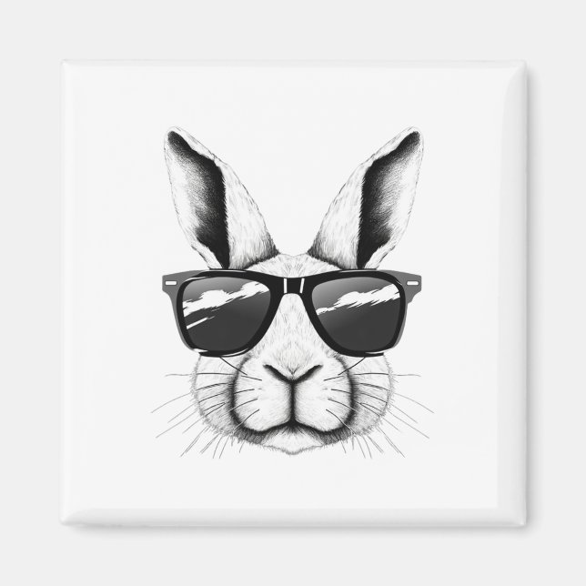 Cool Bunny Face Sungles Funny Easter Bunny Rabbit  Magnet (Front)