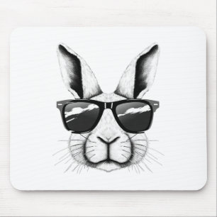 Cool Bunny Face Sungles Funny Easter Bunny Rabbit Mouse Pad