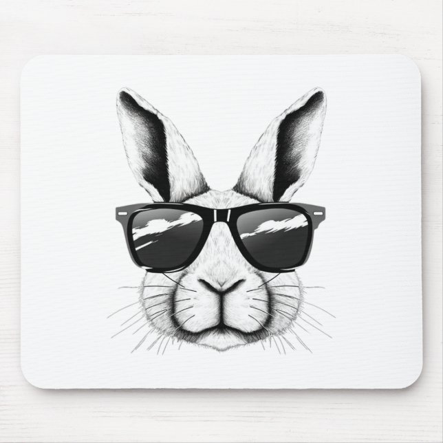 Cool Bunny Face Sungles Funny Easter Bunny Rabbit  Mouse Pad (Front)