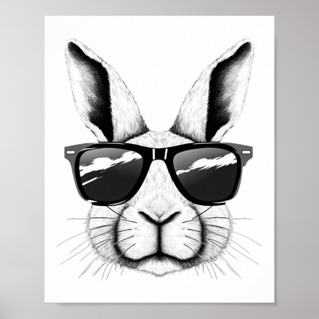 Cool Bunny Face Sungles Funny Easter Bunny Rabbit  Poster (Front)