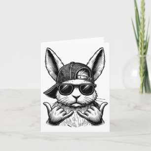 Cool Bunny Face Sungles Rabbit Easter Day Kids Boy Card