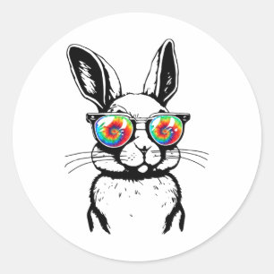 Cool Bunny Face With Sunglasses Boys Men Kids East Classic Round Sticker