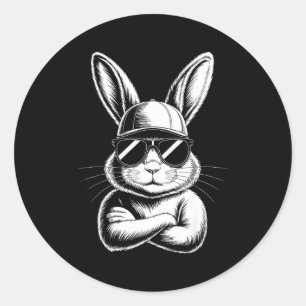 Cool Bunny Face With Sungles Easter Day For Boys M Classic Round Sticker