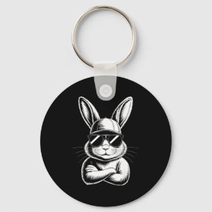 Cool Bunny Face With Sungles Easter Day For Boys M Key Ring