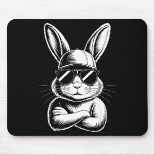 Cool Bunny Face With Sungles Easter Day For Boys M Mouse Pad