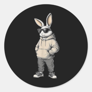 Cool Bunny Happy Easter Day Rabbit Sungles Men Kid Classic Round Sticker