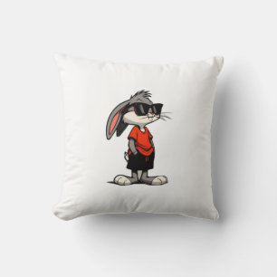 Cool Bunny in Shades Cartoon Illustration Cushion