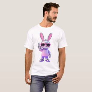 Cool Bunny in Sunglasses Peace Retro Y2K Vibe T-Shirt