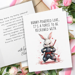 Cool Bunny Ninja Warrior Boyfriend Valentine's Day Card