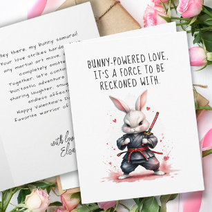 Cool Bunny Ninja Warrior Boyfriend Valentine's Day Card