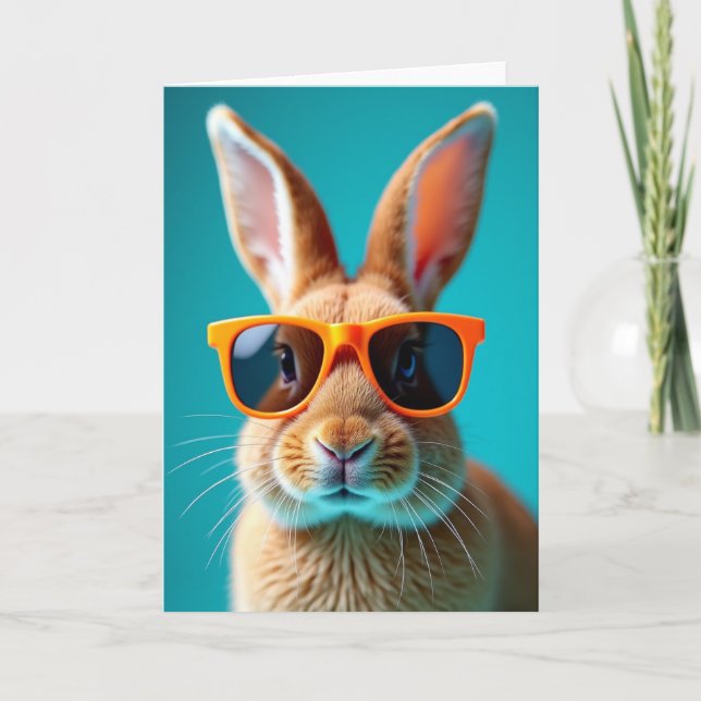 Cool Bunny Portrait Card (Front)