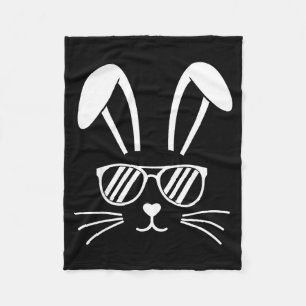 Cool bunny rabbit with sunglasses for easter day C Fleece Blanket