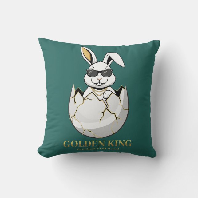 Cool Bunny Sunglasses Golden King Funny Rabbit Cushion (Front)