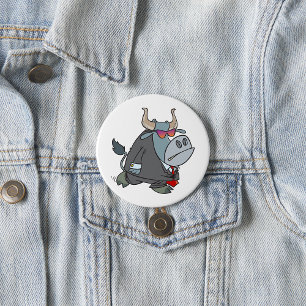Cool Business Bull in Suit with Sunglasses 7.5 Cm Round Badge