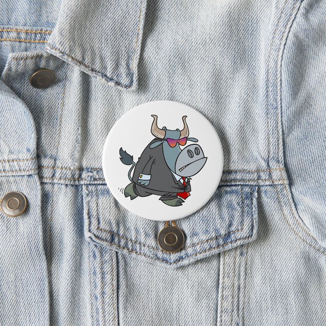 Cool Business Bull in Suit with Sunglasses  7.5 Cm Round Badge (Creator Uploaded)