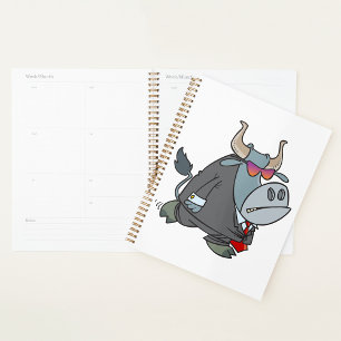 Cool Business Bull in Suit with Sunglasses Planner