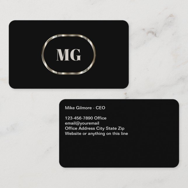 Cool Business Monogram Double Side Business Cards (Front/Back)