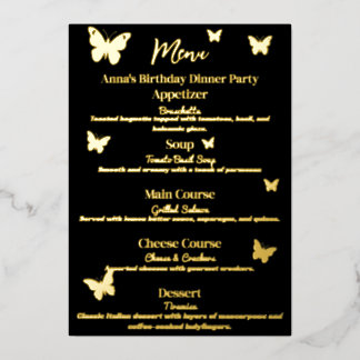 Cool Butterfly-Themed Birthday Dinner Party Menu