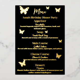 Cool Butterfly-Themed Birthday Dinner Party Menu