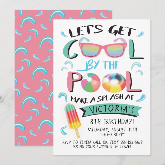 Cool by the Pool Birthday Party Invitation (Front/Back)