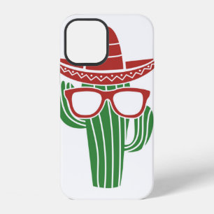 Cool cactus mascot with sombrero hat and glasses i iPhone 12 case