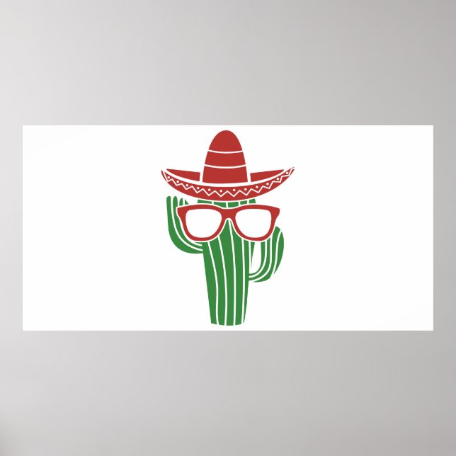 Cool cactus mascot with sombrero hat and glasses i poster (Front)