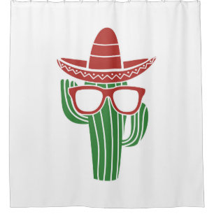 Cool cactus mascot with sombrero hat and glasses i shower curtain