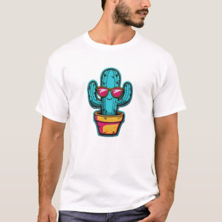 Cool Cactus Patch – Retro Sunglasses Embroidered  T-Shirt