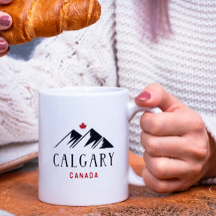 Cool Calgary Canada Mountains Maple Leaf Coffee Mug