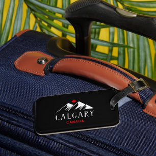 Cool Calgary Canada Mountains Maple Leaf Dark Luggage Tag