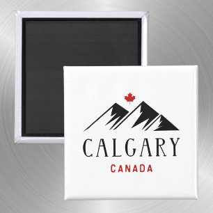 Cool Calgary Canada Mountains Maple Leaf  Magnet