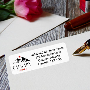Cool Calgary Canada Mountains Maple Leaf Return Address Label