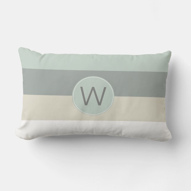 Cool Calming Stripes with Your Monogram Lumbar Cushion (Front)