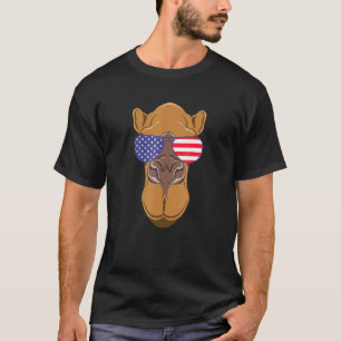 Cool Camel Wearing Usa Flag Sunglasses Us America T-Shirt