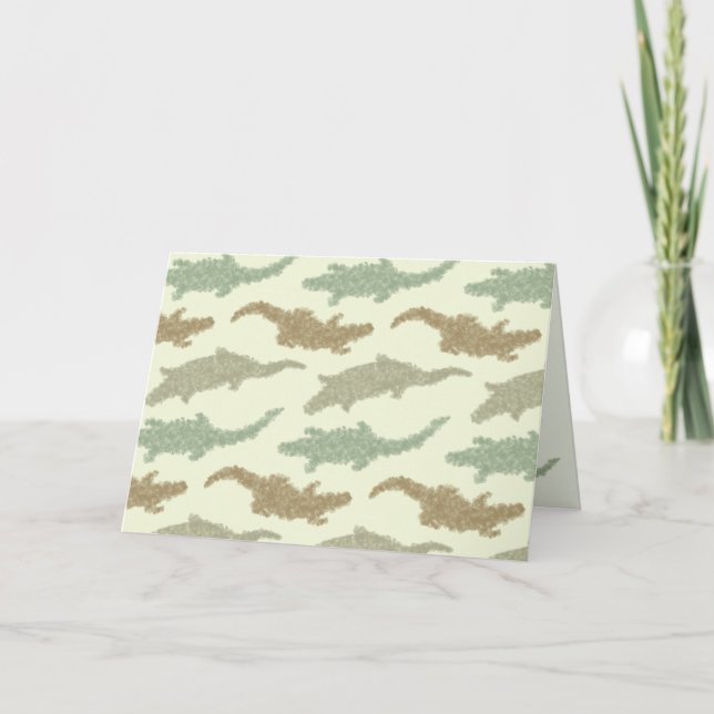 Cool Camo Alligators - seamless pattern.  Card (Front)
