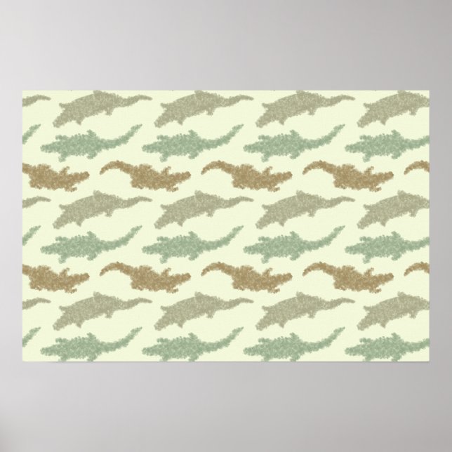 Cool Camo Alligators - seamless pattern.      Poster (Front)