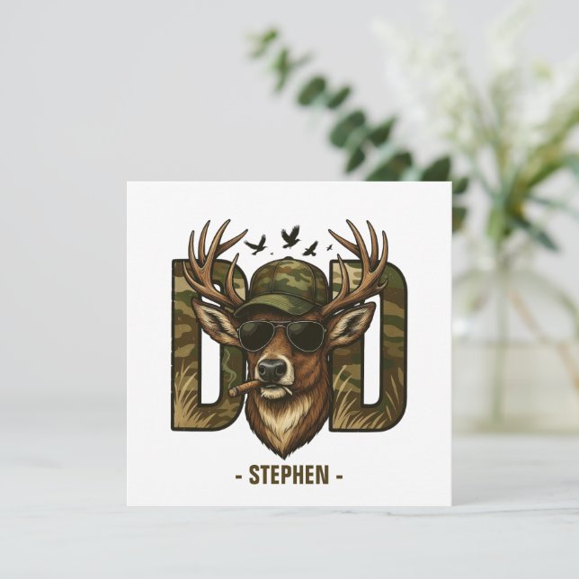 Cool Camouflage Dad – Deer with Sunglasses (Standing Front)