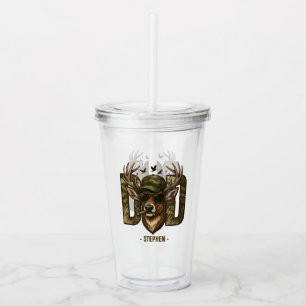 Cool Camouflage Dad – Deer with Sunglasses Acrylic Tumbler